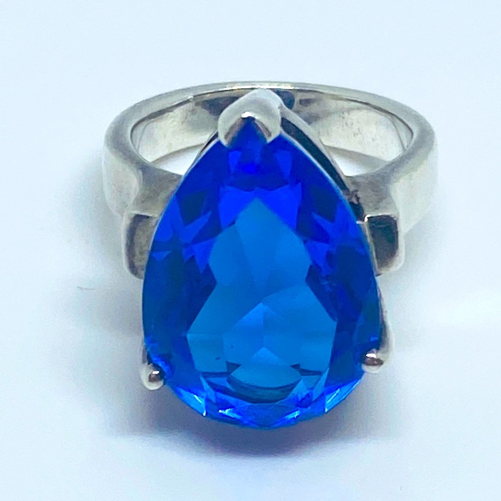 Teardrop Blue Crystal Ring - Women Jewelry